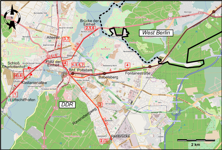 Potsdam  1953 tram map