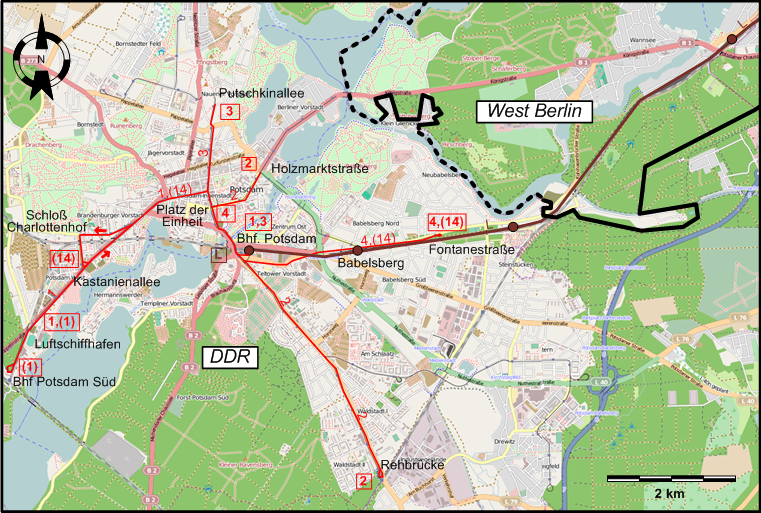 Potsdam  1958 tram map