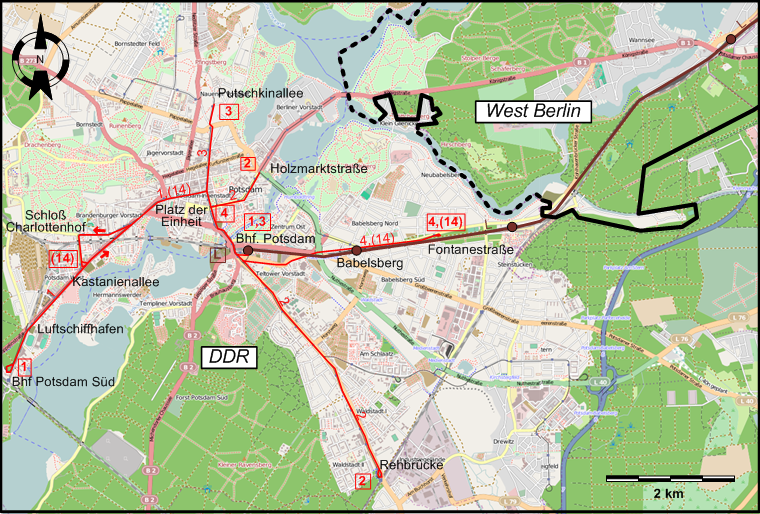 Potsdam 1960 tram map