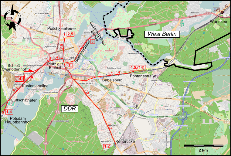 Potsdam 1963 tram map