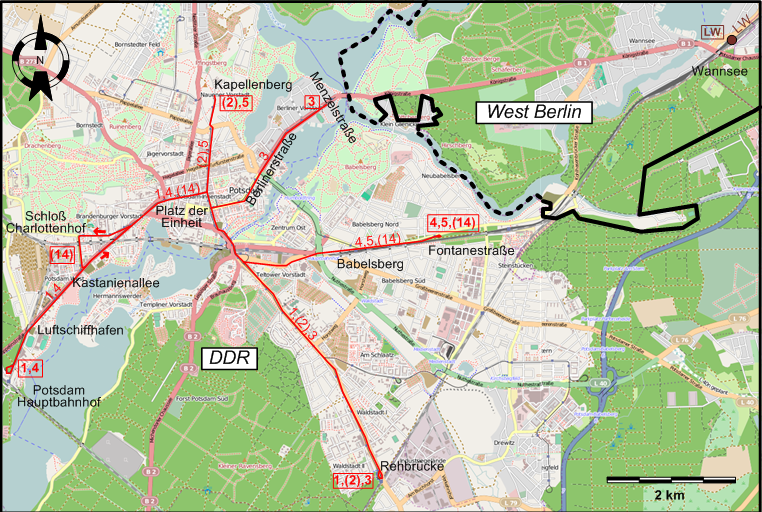 Potsdam 1967 tram map