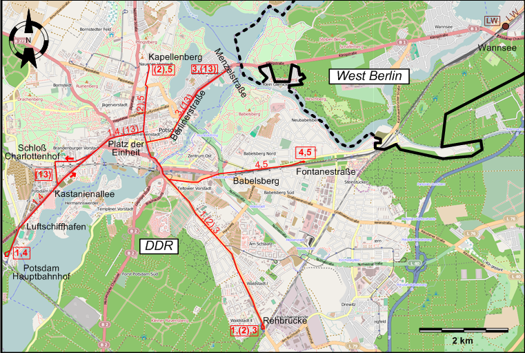 Potsdam 1980 tram map