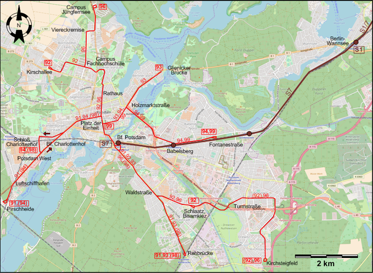 Potsdam 2020 tram map