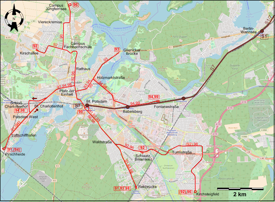 Potsdam 2026 tram map