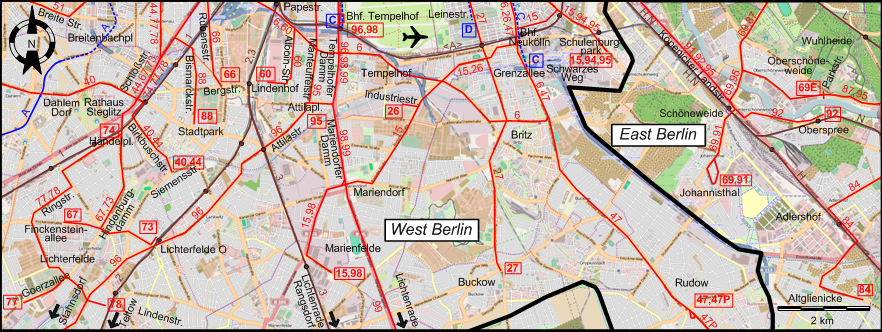 Berlin  1953 southern tram map