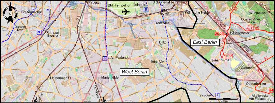 Berlin 1980 southern tram map