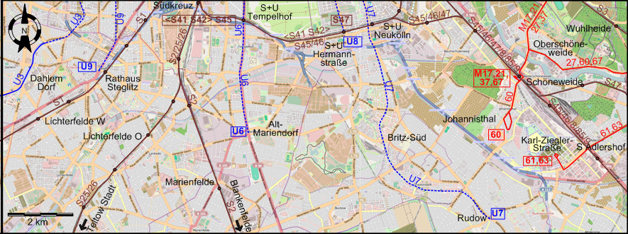 Berlin 2017 southern tram map