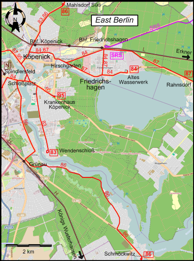 Berlin  1953 southeastern tram map