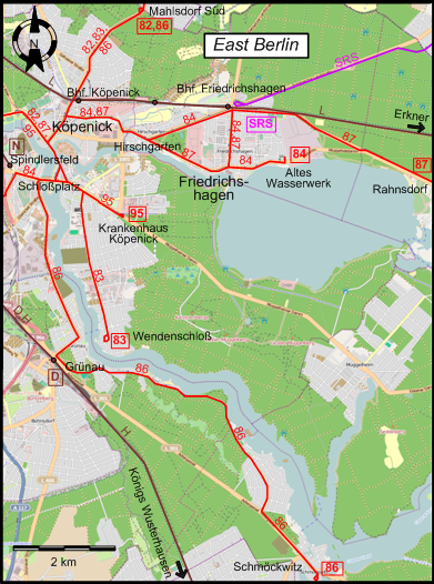 Berlin  1958 southeastern tram map