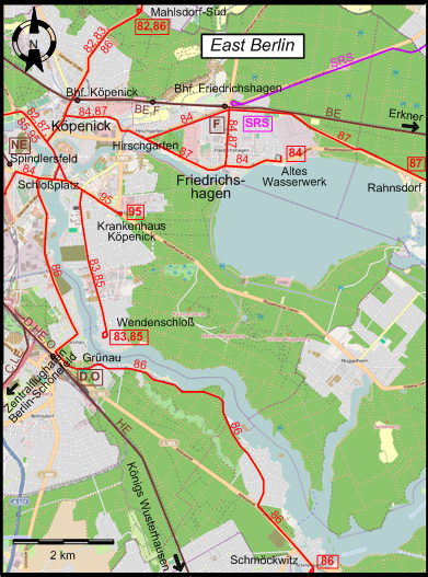 Berlin 1967 southeastern tram map