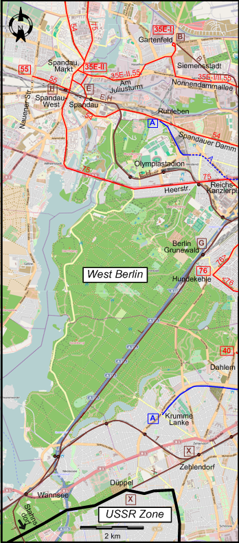 Berlin  1949 southern southwestern tram map