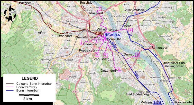 Bonn tram map 1929