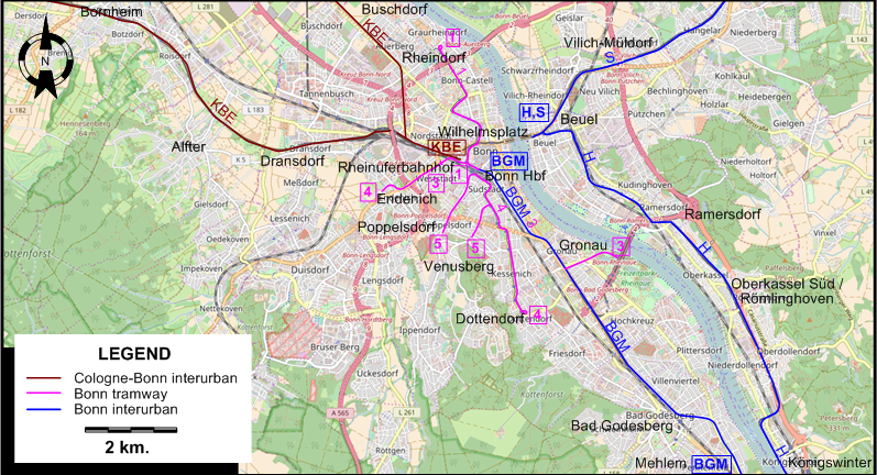 Bonn tram map 1948