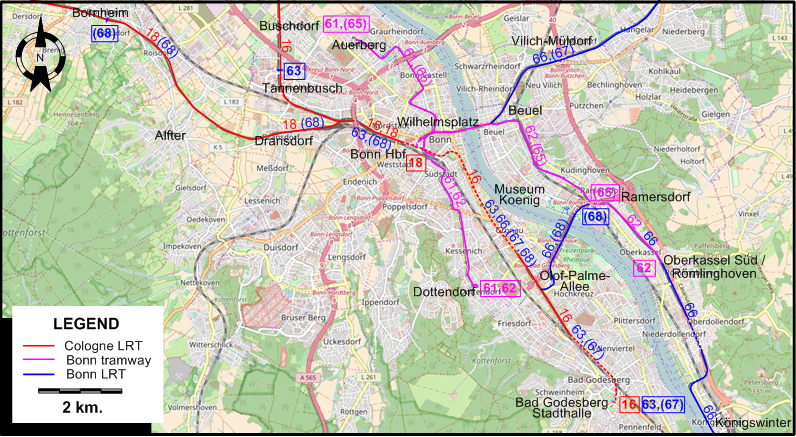 Bonn tram map 2015