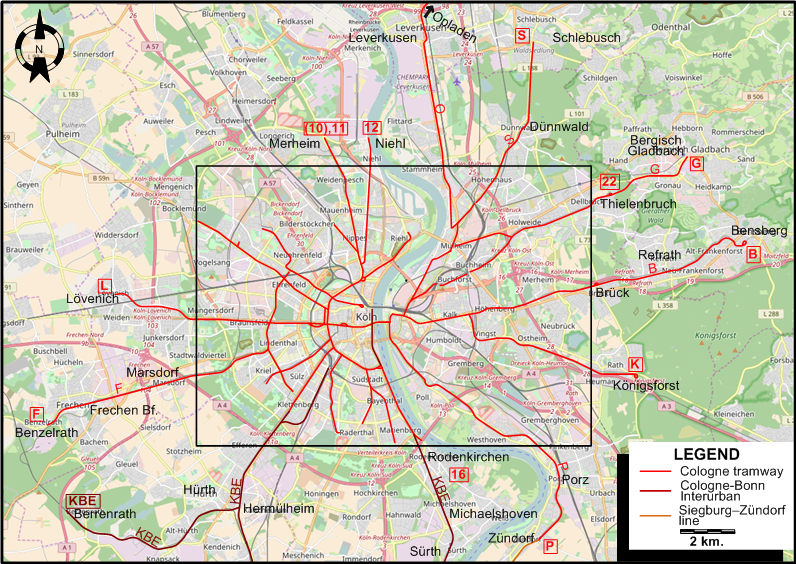 Cologne tram map 1948