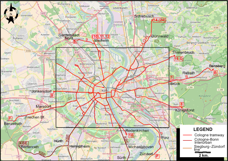Cologne tram map 1962