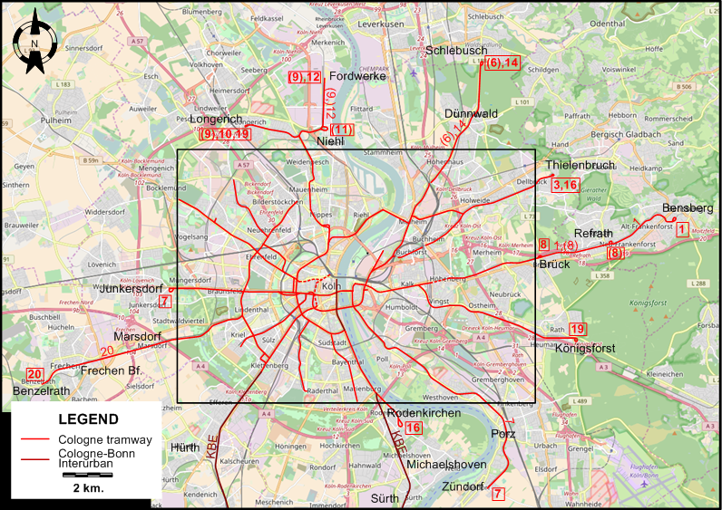 Cologne tram map 1969