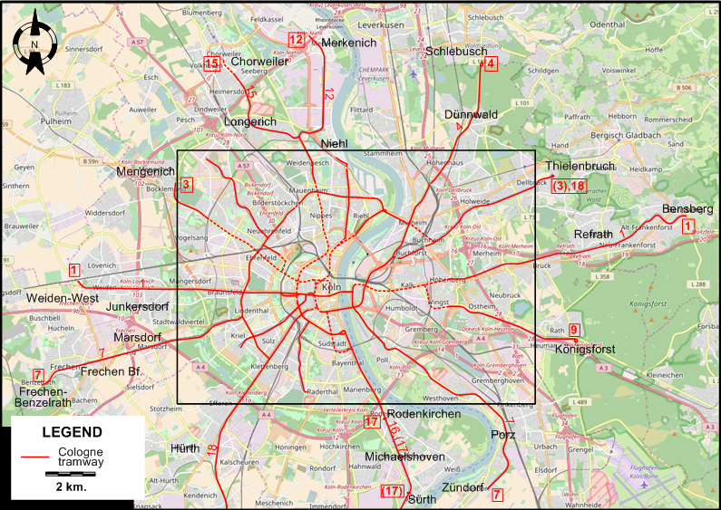 Cologne tram map 2015