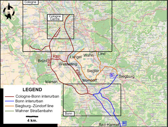 Cologne Bonn tram map 1929