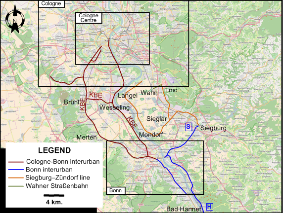 Cologne Bonn tram map 1948