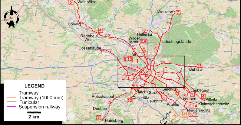 Dresden tram map