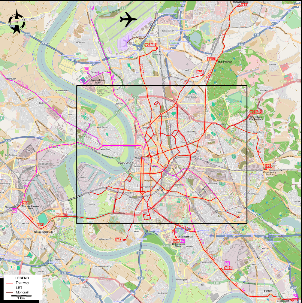 Düsseldorf tram map