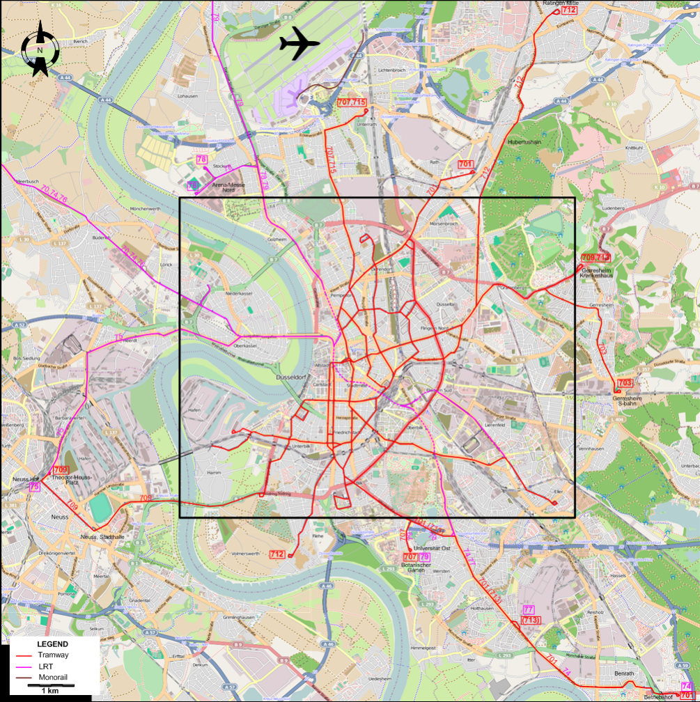 Düsseldorf tram map
