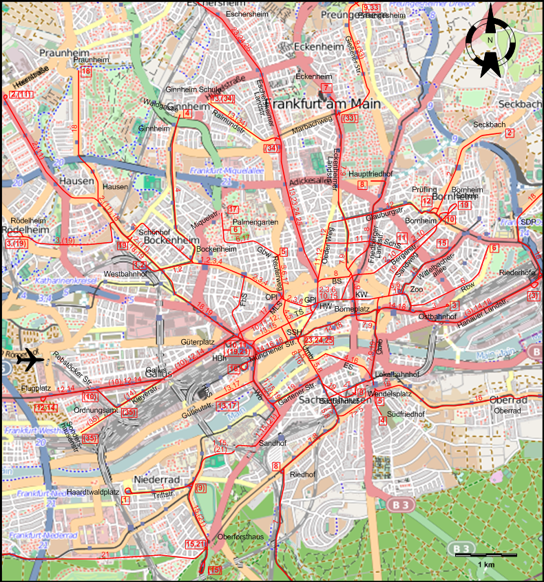 Frankfurt centre tram map 1929