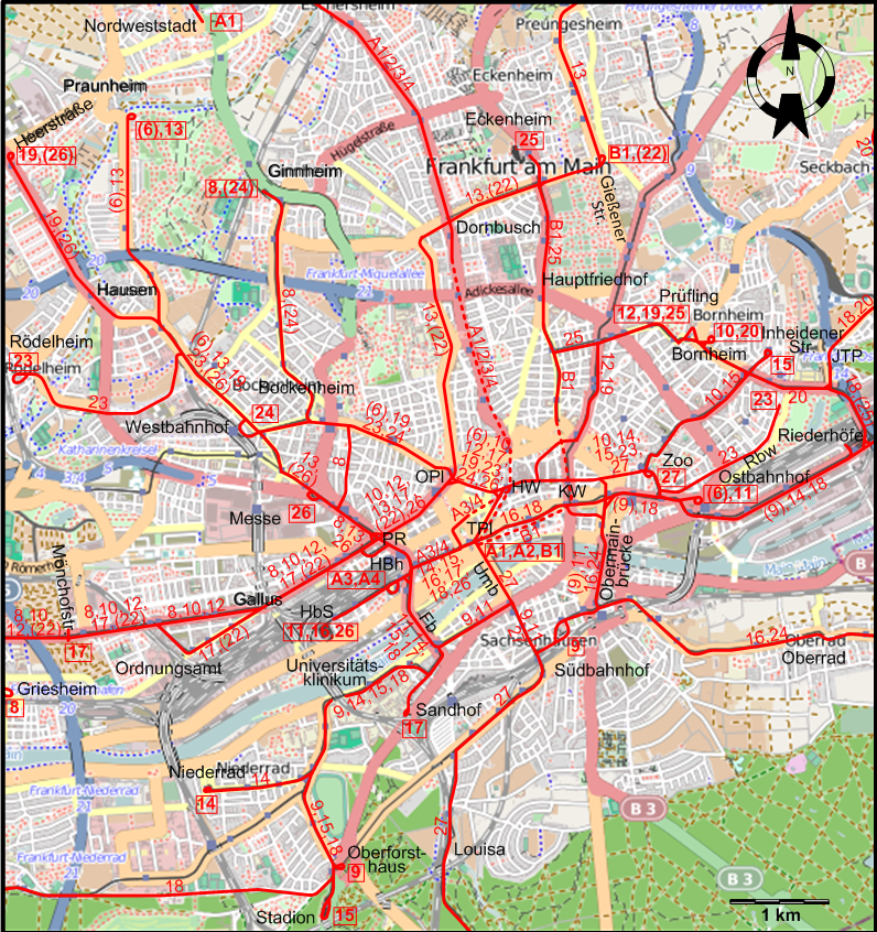 Frankfurt tram map