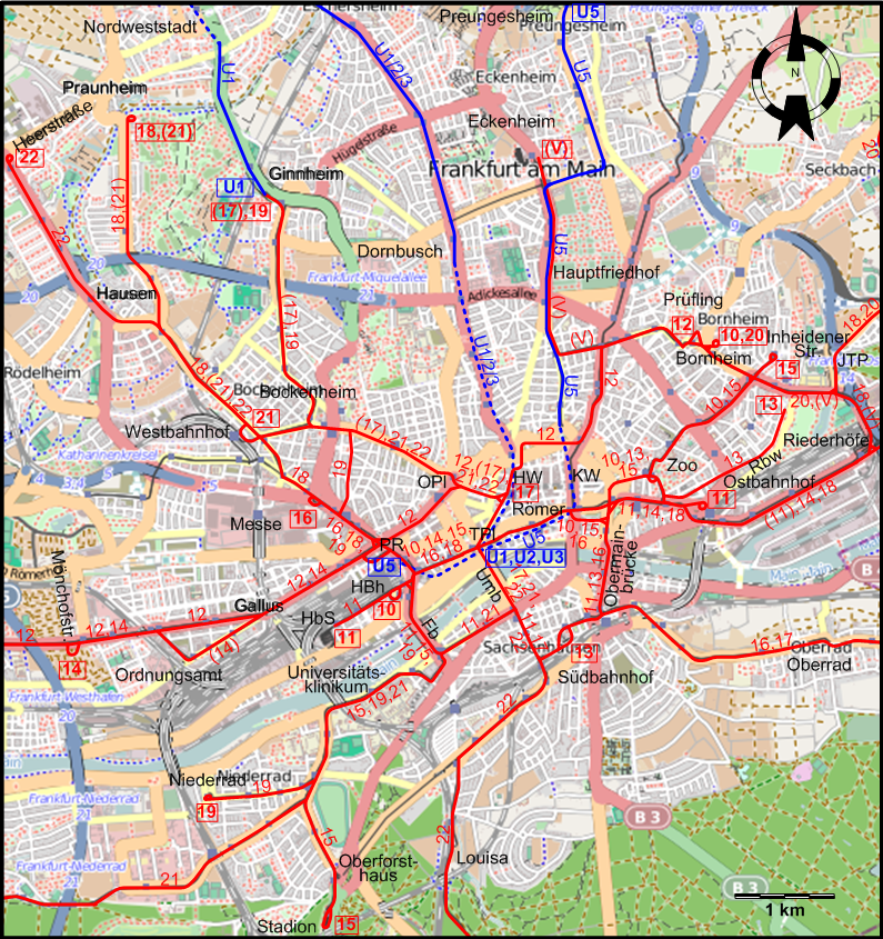 Frankfurt tram map