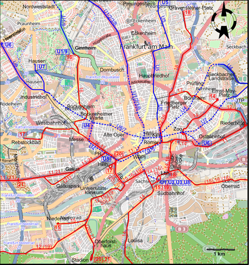 Frankfurt tram map