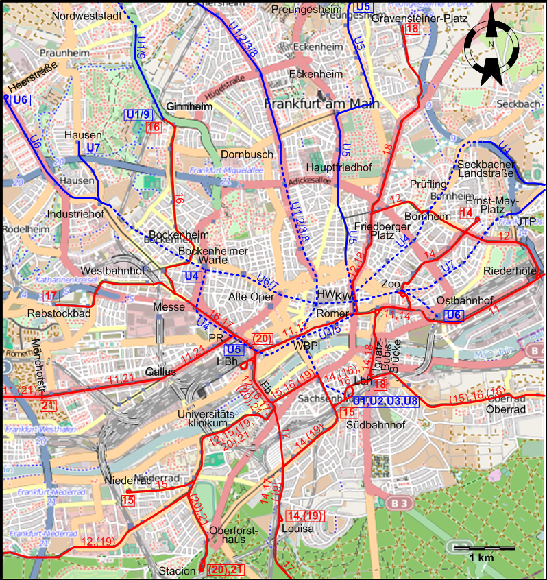 Frankfurt tram map