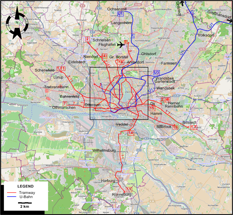 Hamburg tram map