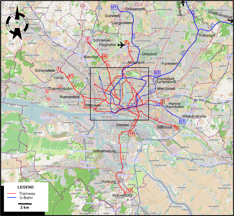 Hamburg tram map