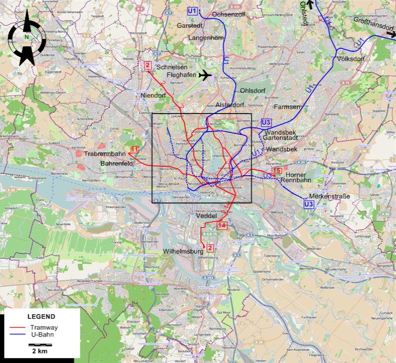 Hamburg tram map