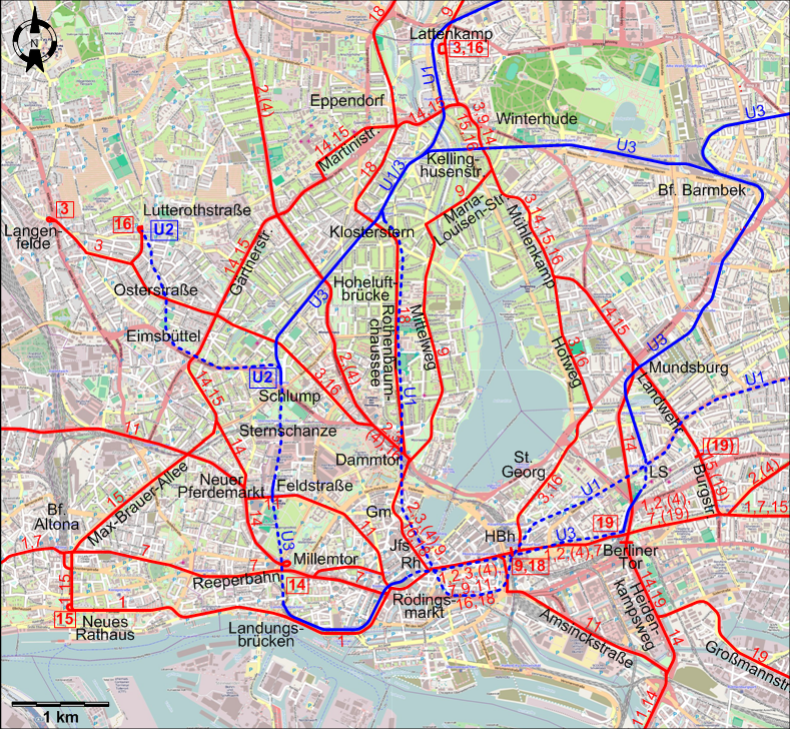 Hamburg tram map