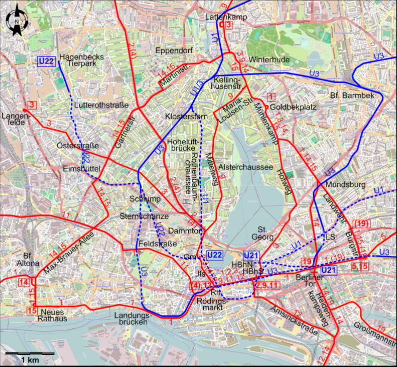 Hamburg tram map