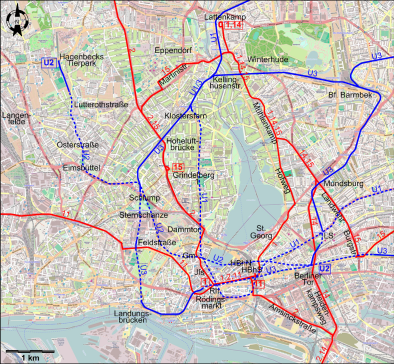 Hamburg tram map