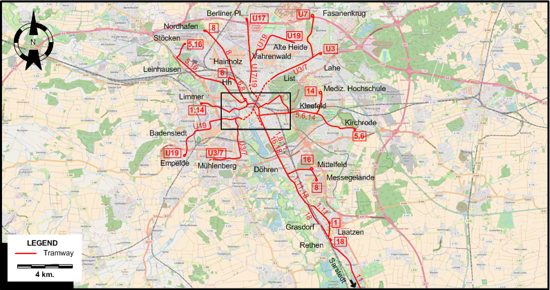 Hanover tram map