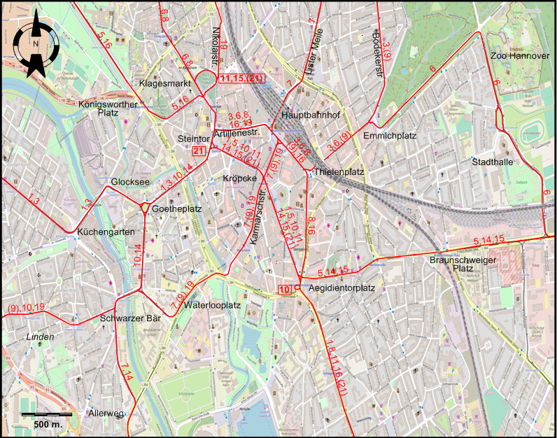 Hanover tram map