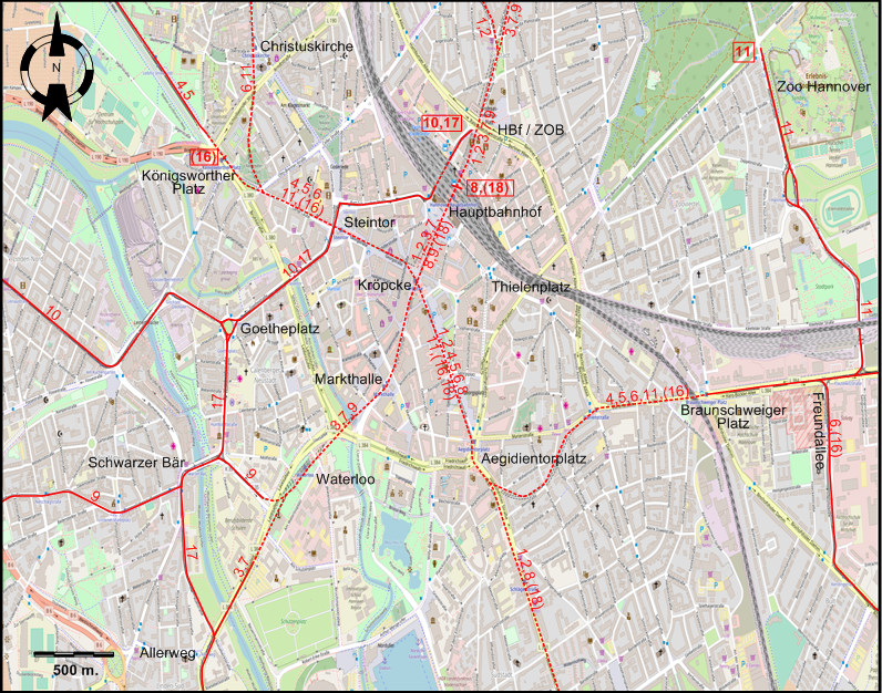 Hanover tram map