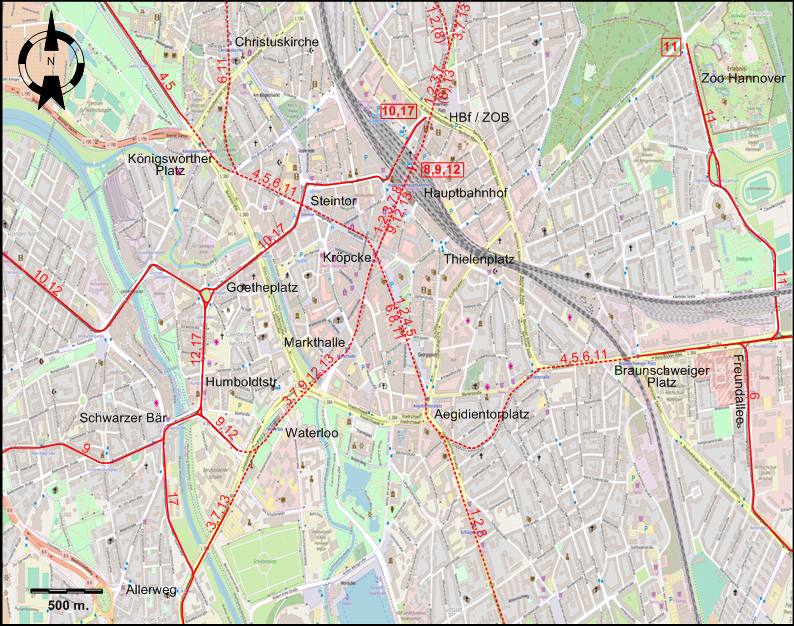 Hanover tram map