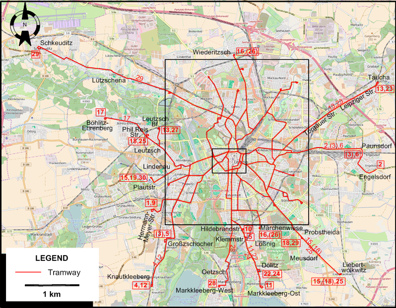Leipzig tram map