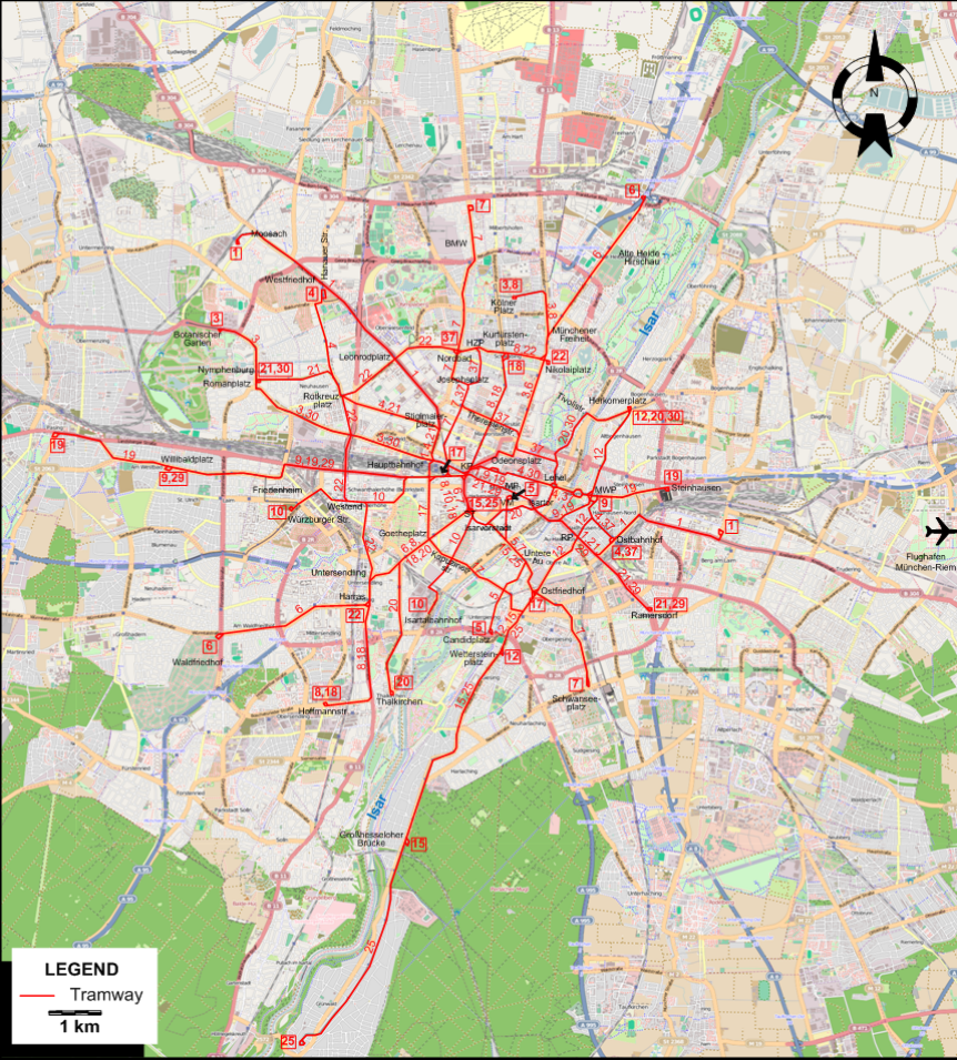 Munich tram map