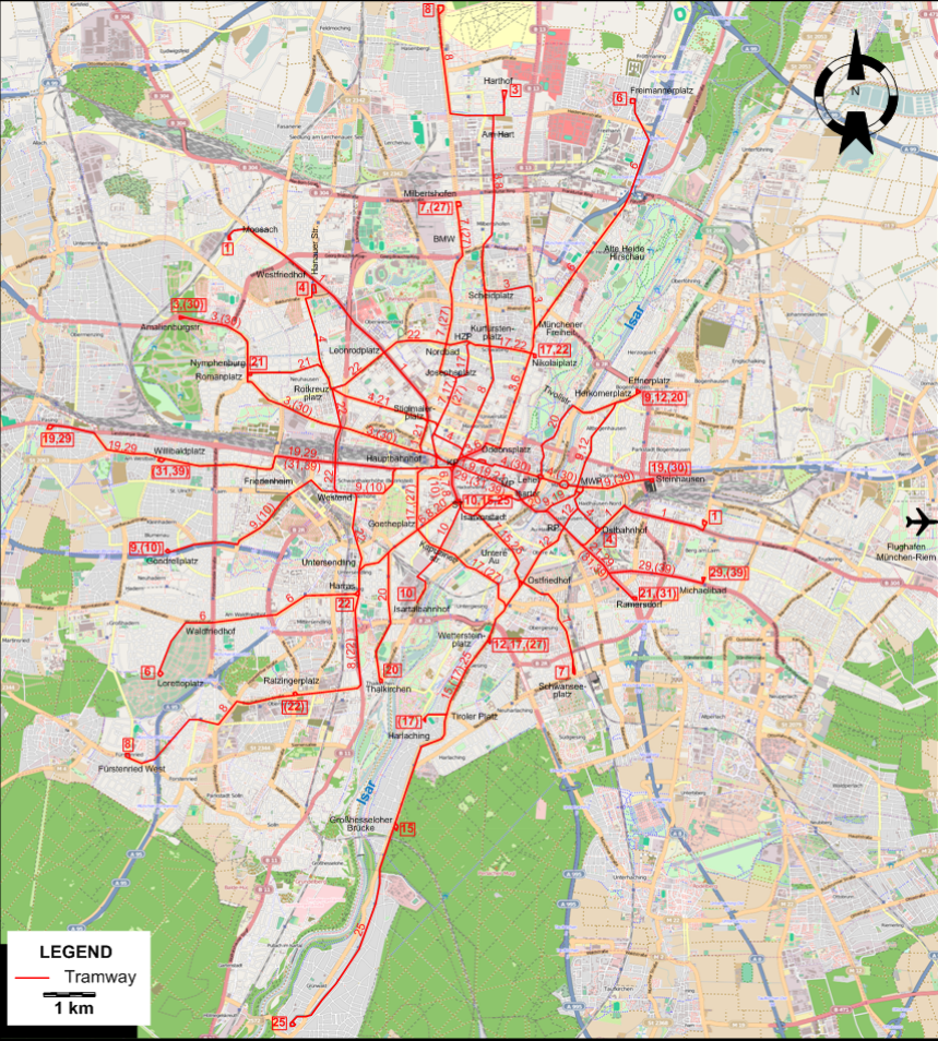 Munich tram map