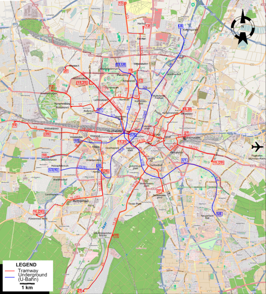 Munich tram map