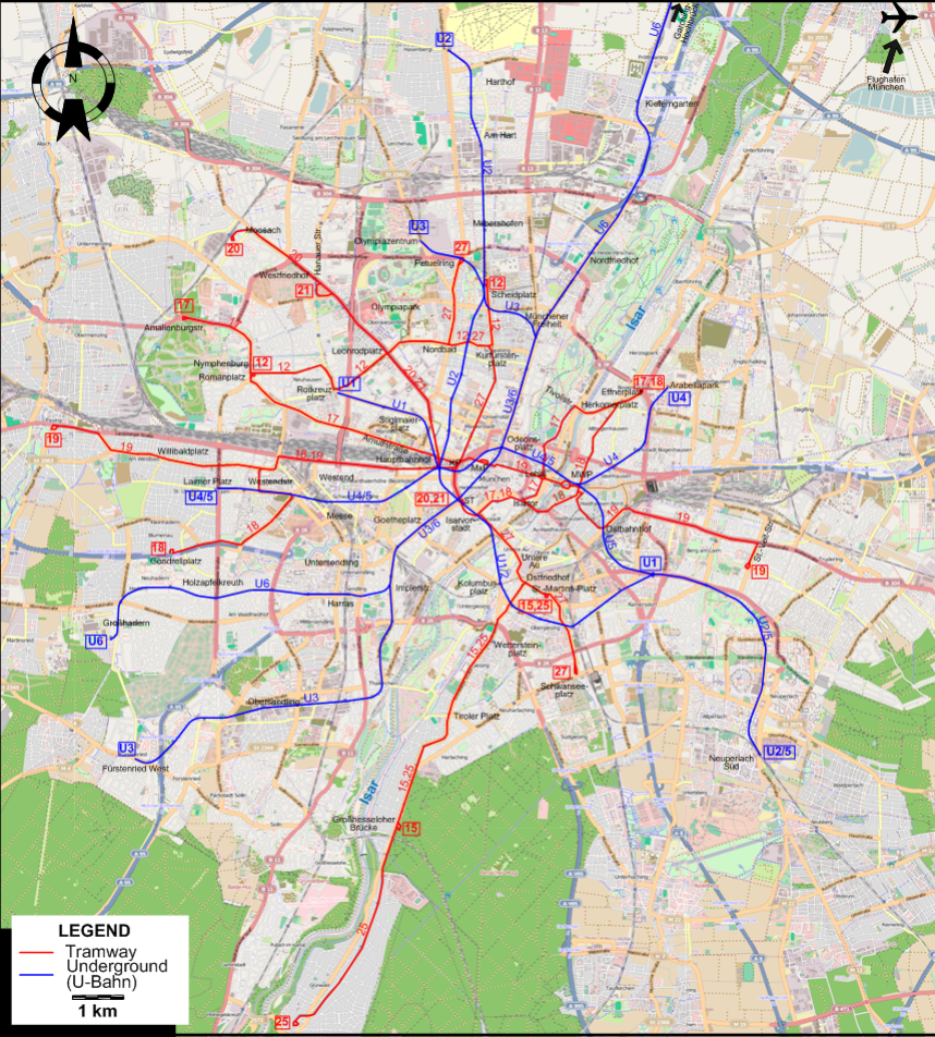 Munich tram map