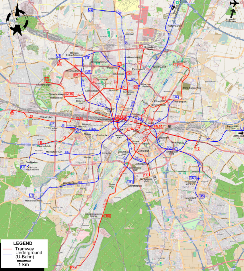 Munich tram map 2011