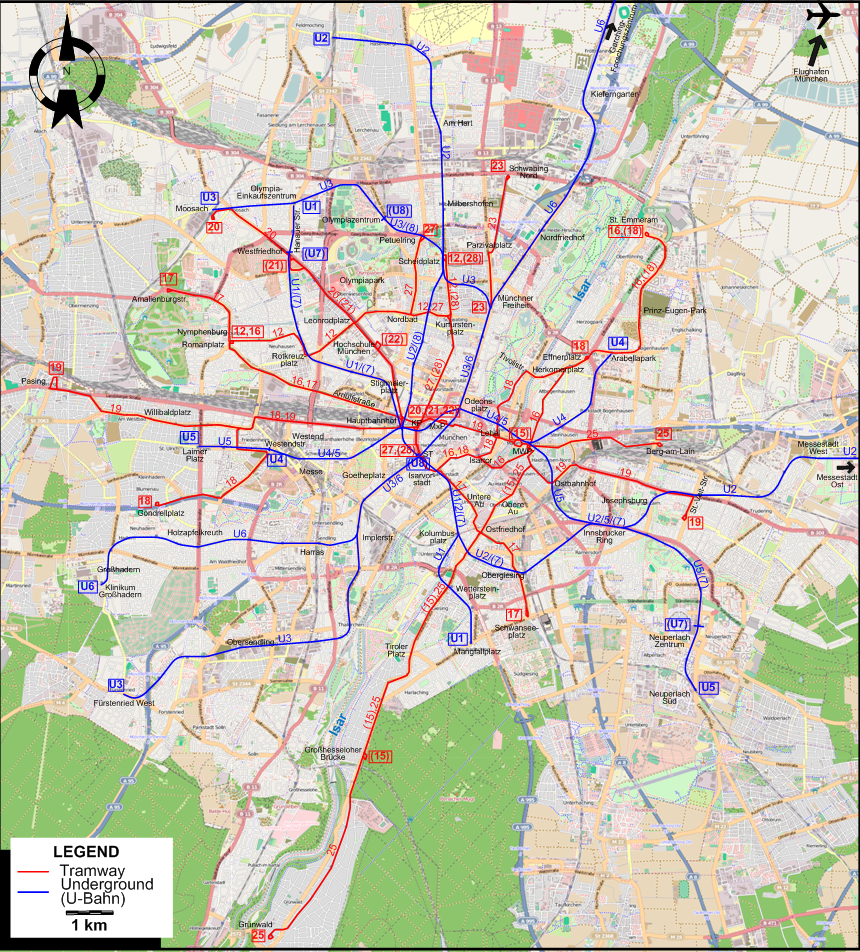 Munich tram map 2016