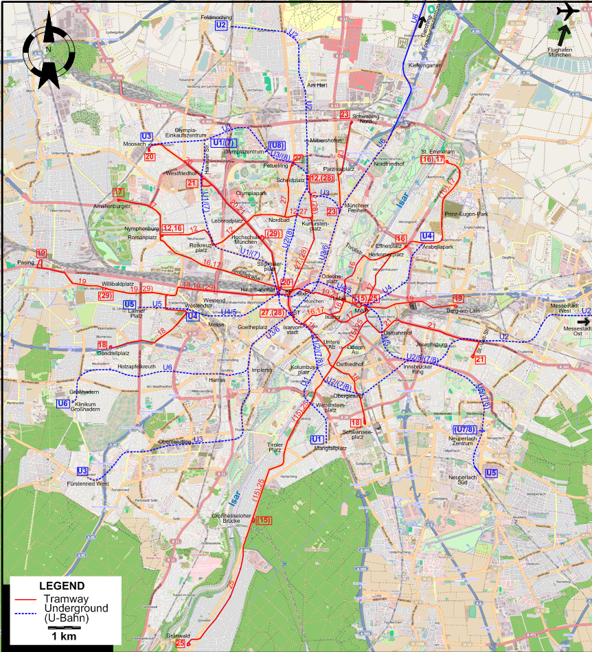 Munich tram map 2019